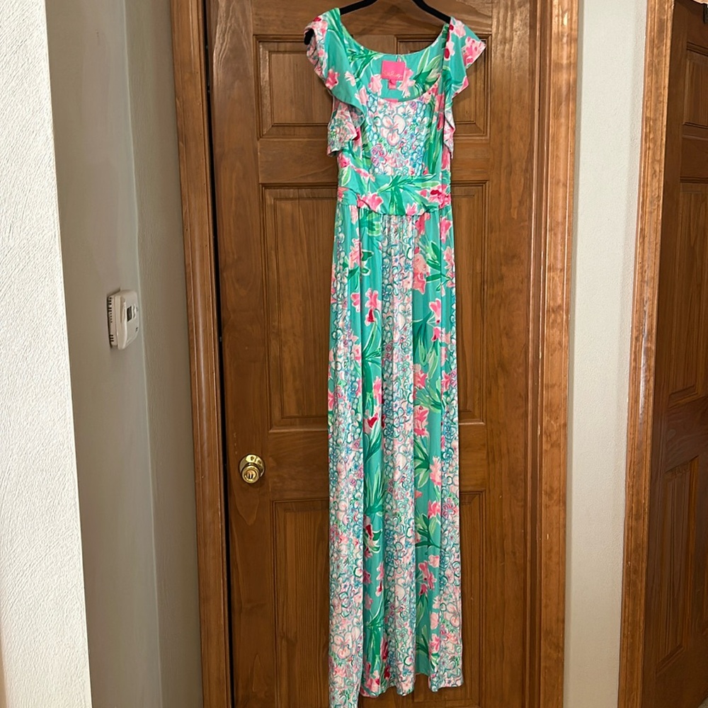 NWT Lilly Pulitzer Cristal maxi dress isn’t she lovely engineered maxi size sm